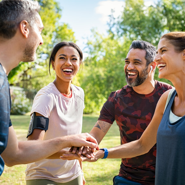 Group of people outside having fun